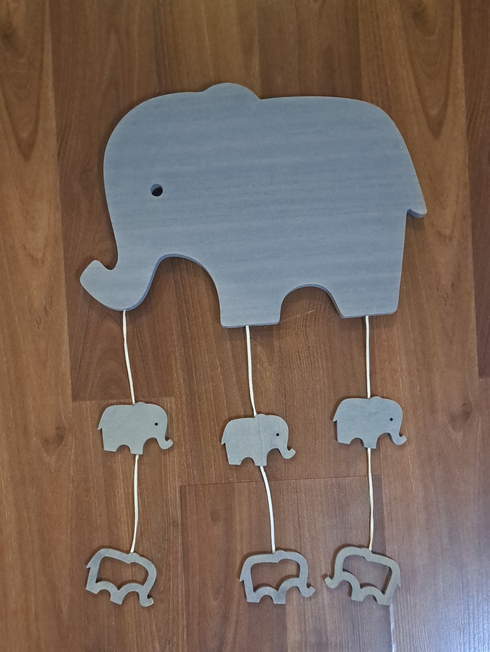 Handcrafted Gray Elephant Wall Hanging - Farmhouse Nursery Decor